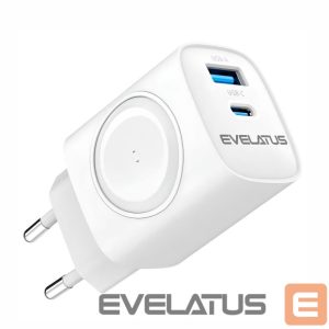 Adaptrid Evelatus  Evelatus 2 in 1 Charger 20W Max USB-C+USB-A:15W Max USB-C+USB-A+Wireless:15W+2W 17W Max White