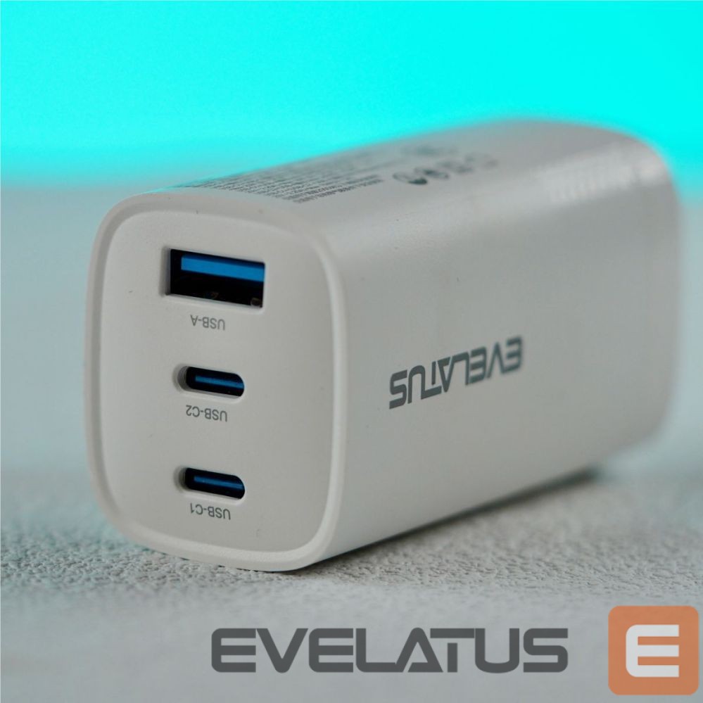 Adaptrid Evelatus 65W Max Fast Charger CN USB-C1/USB-C1/USB-A White