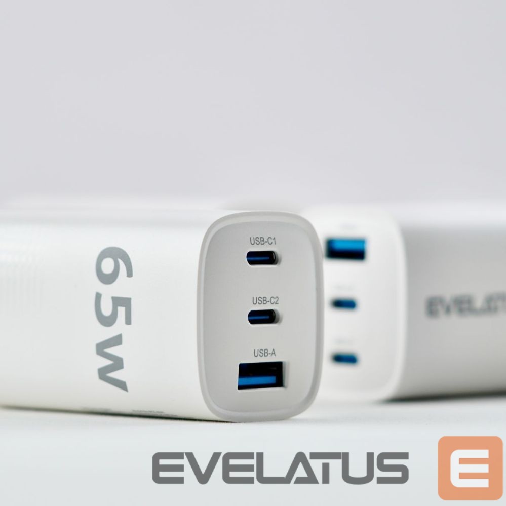 Adaptrid Evelatus 65W Max Fast Charger CN USB-C1/USB-C1/USB-A White