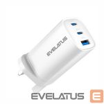 Adaptrid Evelatus  65W Max Fast Charger UK USB-C1/USB-C1/USB-A White