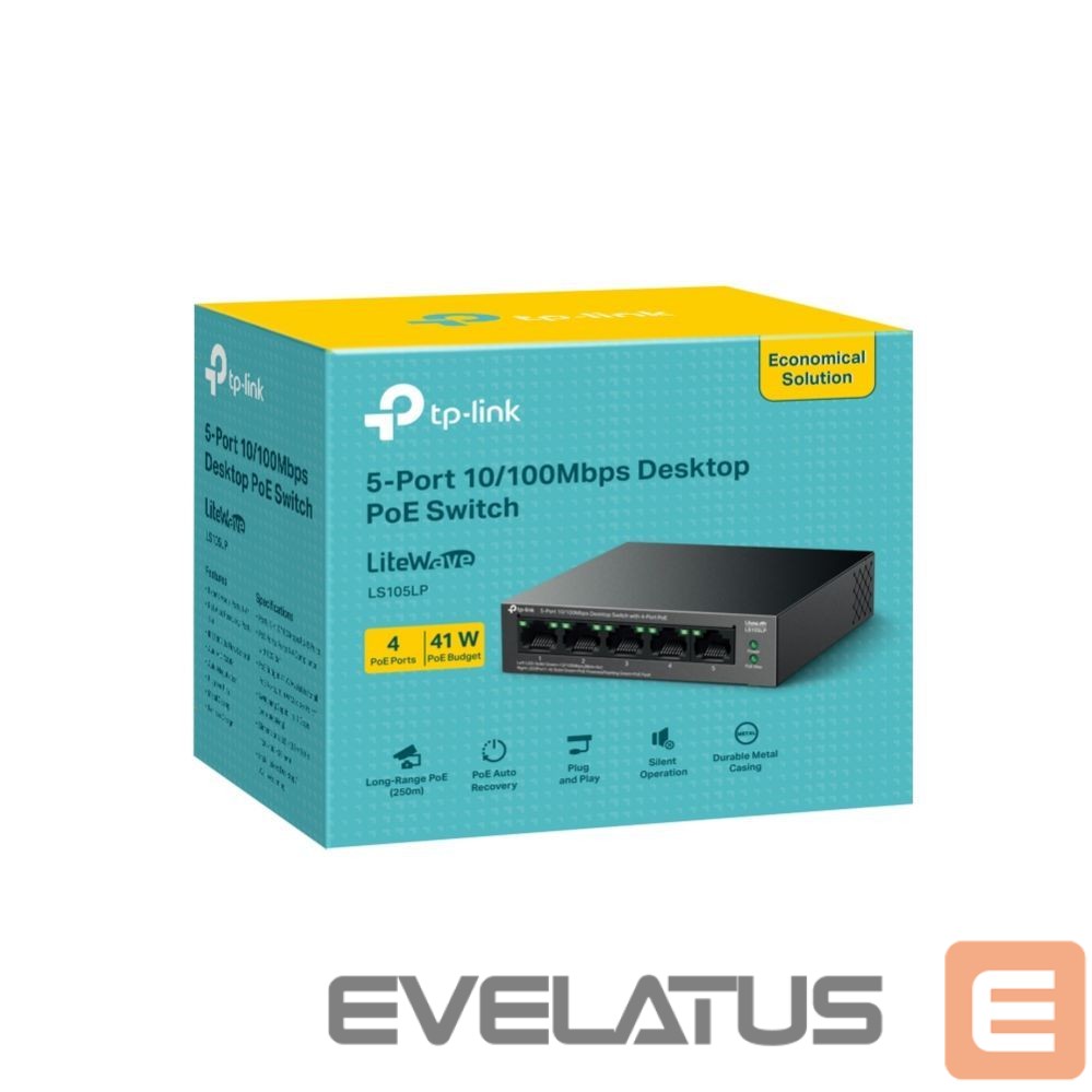 Võrgulülitid TP-Link NET SWITCH 5PORT 10/100M 4POE+/LS105LP