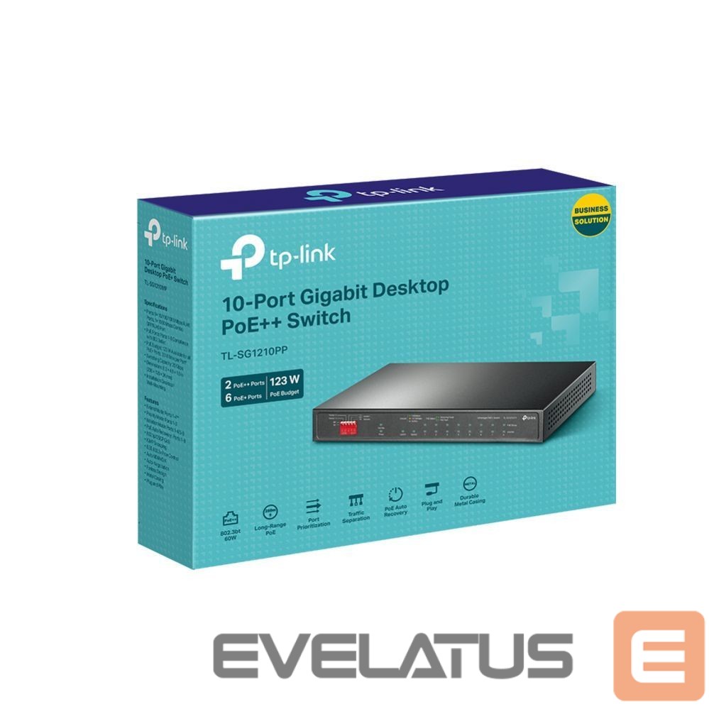 Võrgulülitid TP-Link NET SWITCH 10PORT 6POE+ 2POE++/TL-SG1210PP