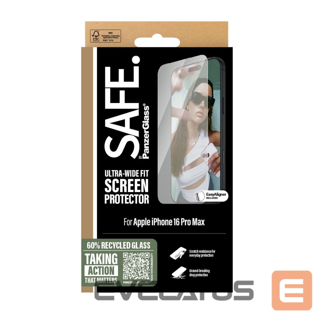Tagakaaned PanzerGlass SAFE by Screen Protector iPhone 16 Pro Max | Ultra-Wide Fit |