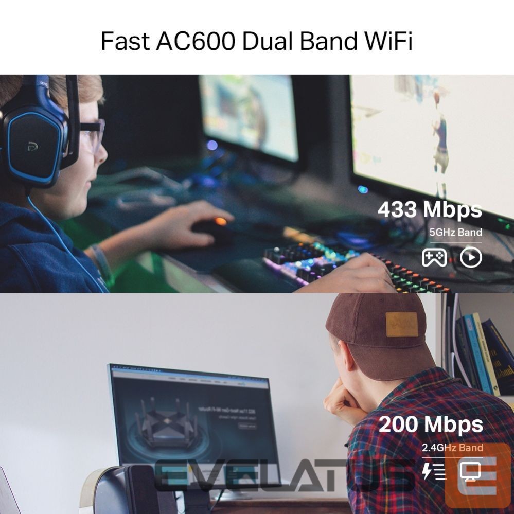 Võrgulülitid TP-Link WRL ADAPTER 600MBPS/DUAL BAND ARCHER T2E