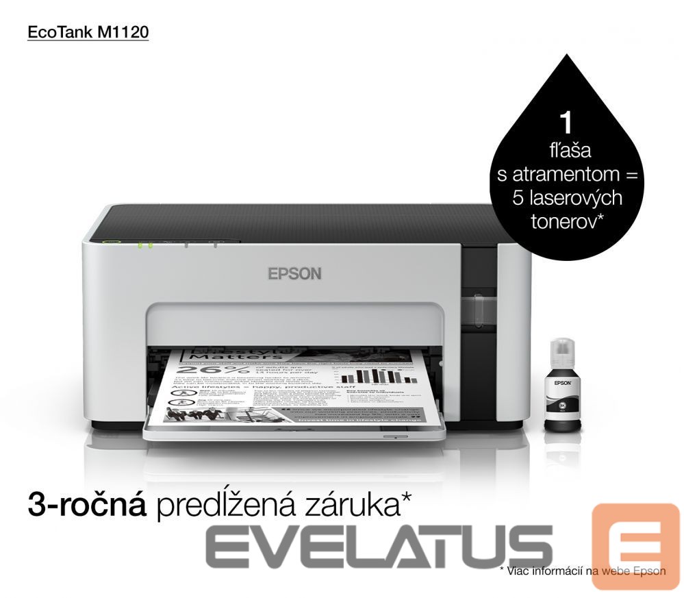 Printerid EPSON Printer EcoTank M1120 Mono, Inkjet, Standard, Wi-Fi, A4, Grey