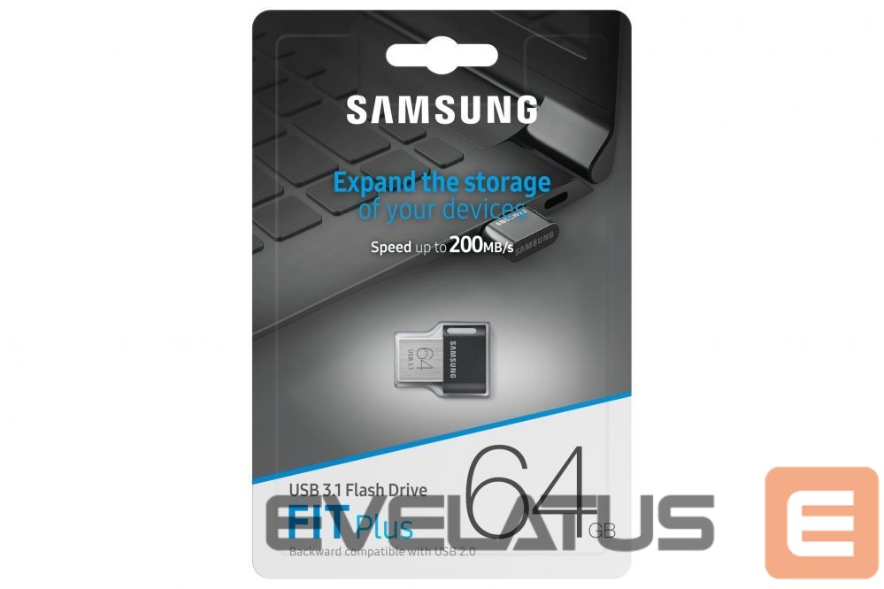 Mälupulk Samsung FIT Plus MUF-64AB/APC 64 GB, USB 3.1, Black/Silver