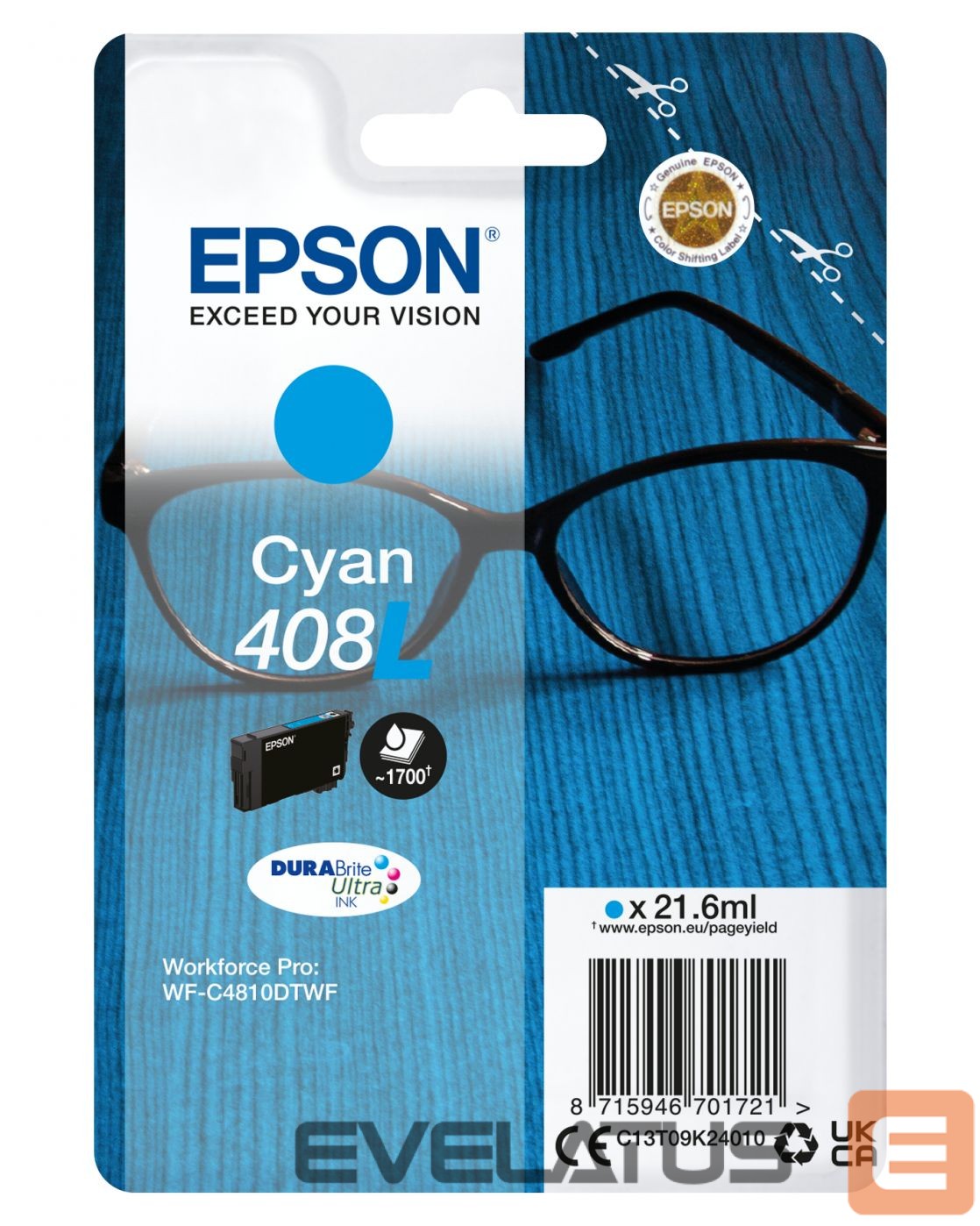 Tarvikud ja tarvikud EPSON DURABrite Ultra 408L Ink cartrige, Cyan