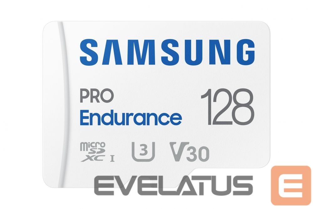 Mälukaardid Samsung SAMSUNG PRO Endurance MB-MJ128KA/EU 128 GB, MicroSD Memory Card, Flash memory class U3, V30, Class 10, SD adapter