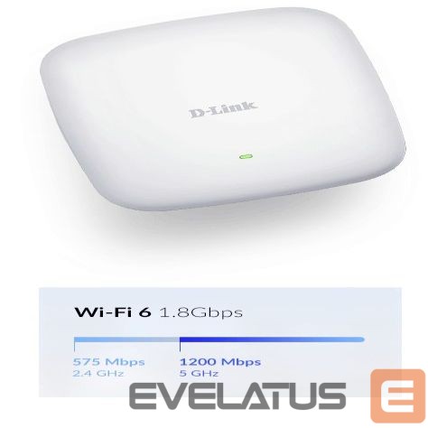Ruuterid D-link Nuclias Connect AX1800 Wi-Fi 6 Access Point DAP-X2810 802.11ac, 1200+574 Mbit/s, 10/100/1000 Mbit/s, Ethernet LAN (RJ-45) ports 1, MU-MiMO Yes, Antenna type 2xInternal, PoE in