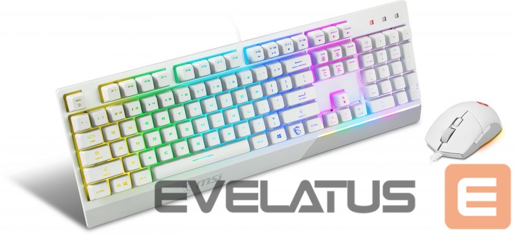 Arvuti klaviatuur MSI Vigor GK30 COMBO WHITE Keyboard and Mouse Set, Wired, Mouse included, US, White