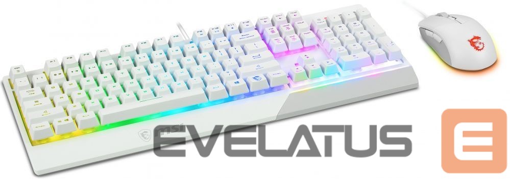 Arvuti klaviatuur MSI Vigor GK30 COMBO WHITE Keyboard and Mouse Set, Wired, Mouse included, US, White