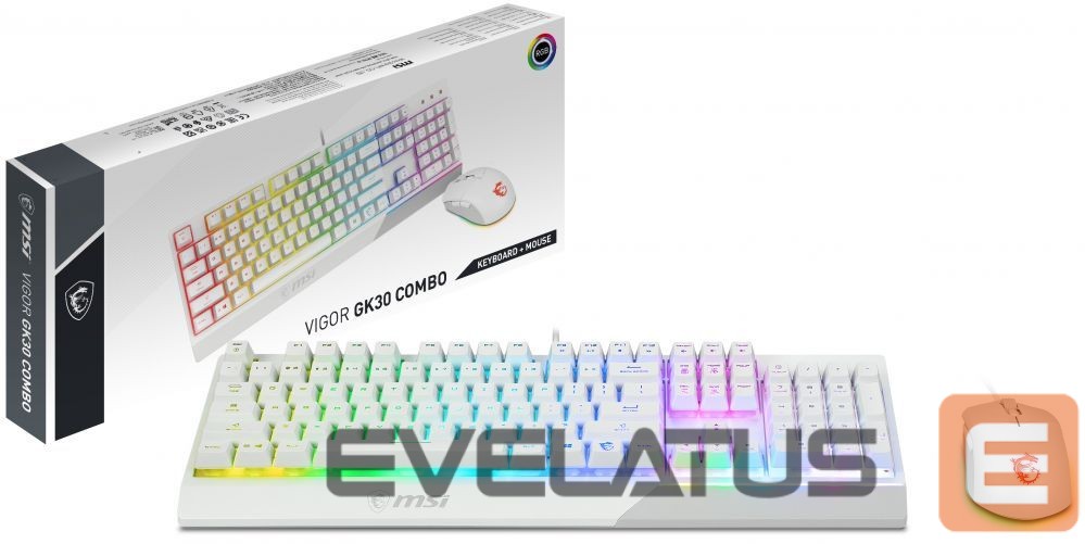 Arvuti klaviatuur MSI Vigor GK30 COMBO WHITE Keyboard and Mouse Set, Wired, Mouse included, US, White