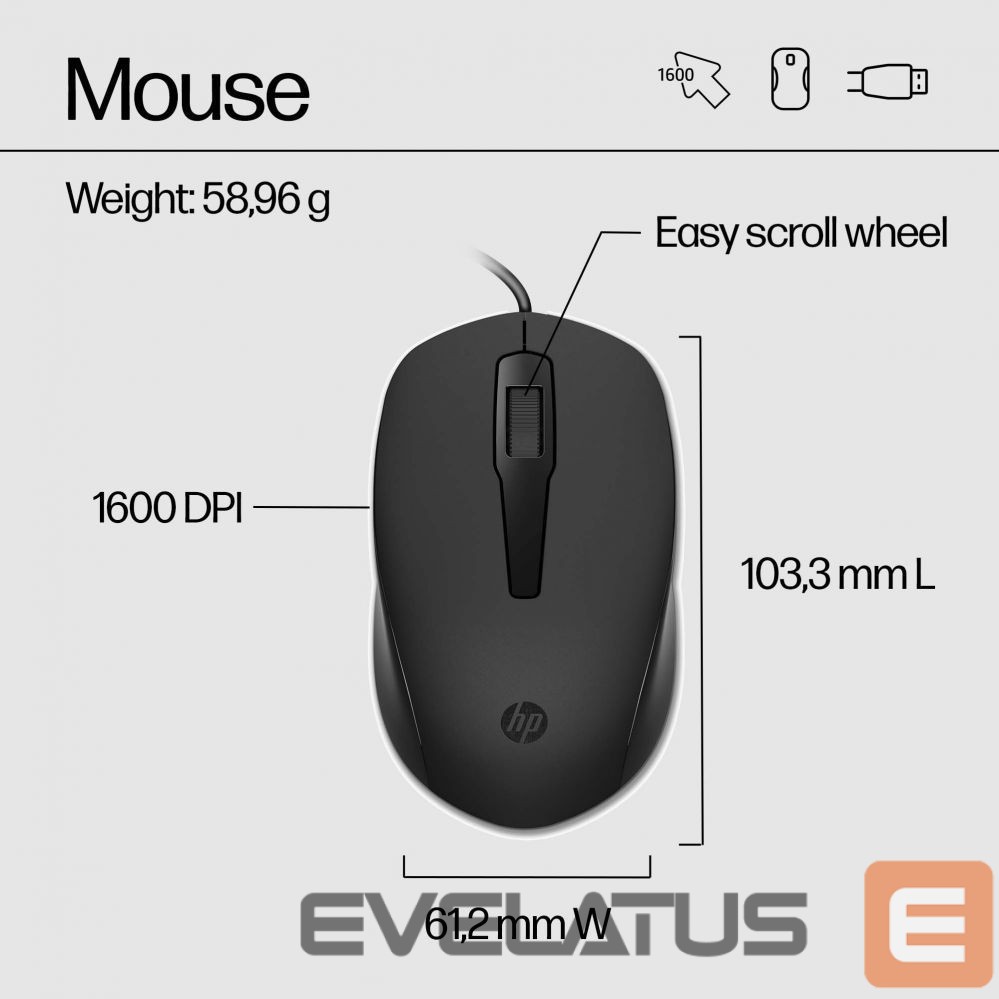 Arvutitarvikud HP HP 150 Wired Mouse and Keyboard (EN)