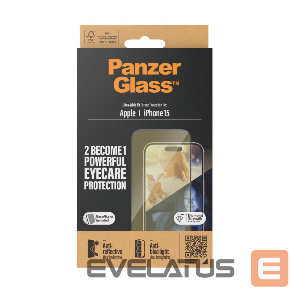 Tagakaaned PanzerGlass Eyecare Screen Protection iPhone 2023 6.1 | Ultra-Wide Fit w. EasyAligner