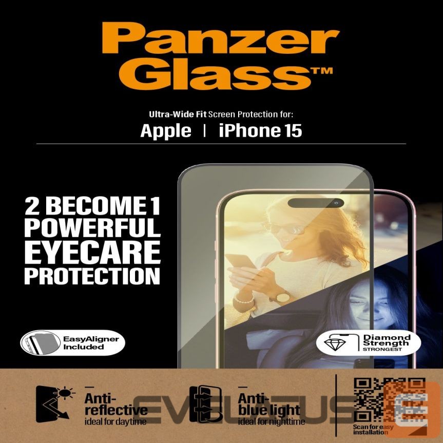 Tagakaaned PanzerGlass Eyecare Screen Protection iPhone 2023 6.1 | Ultra-Wide Fit w. EasyAligner