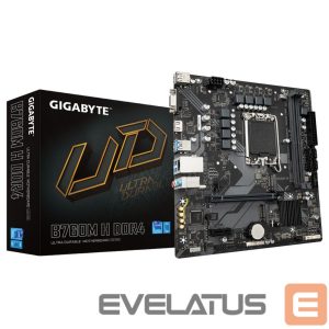 Intel protsessori emaplaat Gigabyte  B760M H DDR4 1.0 M/B Processor family Intel, Processor socket LGA1700, DDR4 DIMM, Memory slots 2, Supported hard disk drive interfaces 	SATA, M.2, Number of SATA connectors 4, Chipset Intel B760 Express, Micro ATX 