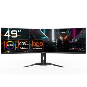 Monitorid Gigabyte  Gaming Monitor 49" OLED AORUS CO49DQ EK1, 5120x1440 DQHD, 3 ms, 250 cd/m2 (TYP), HDMI ports quantity 2, 144 Hz, Black 