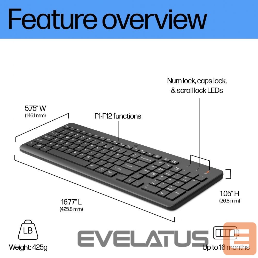 Arvutitarvikud HP HP 225 Wireless Keyboard