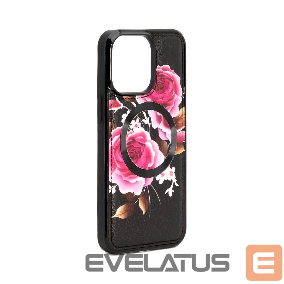 Tagakaaned Evelatus Apple iPhone 14 Pro Leather Case Zipper Design Flower Black