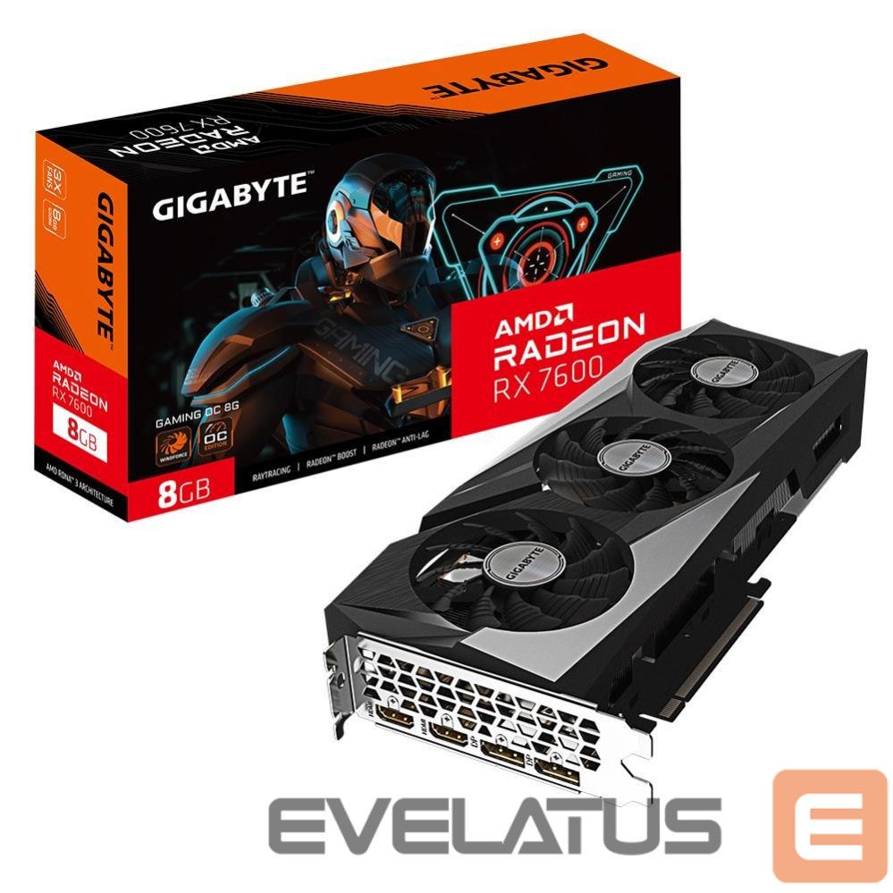 Graafikakaart / ideokaardid Gigabyte Graphics Card||AMD Radeon RX 7600|8 GB|GDDR6|128 bit|PCIE 4.0 16x|2xHDMI|2xDisplayPort|GV-R76GAMINGOC-8GD1.1