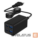 Laadijad ja juhtmed Gembird  CHARGER USB UNIVERSAL 4P 65W/TA-UC-2A2C-PD65-01-BK 
