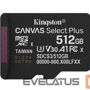 Muu arvutitarvik Kingston  MEMORY MICRO SDXC 512GB UHS-I/SDCS3/512GBSP 