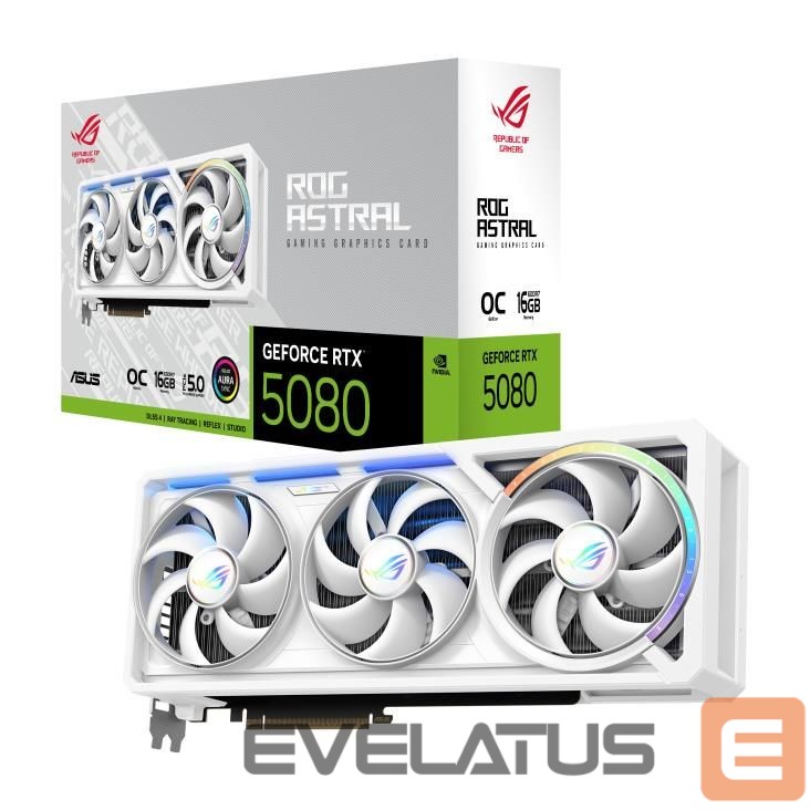 Graafikakaart / ideokaardid Asus Graphics Card||NVIDIA GeForce RTX 5080|16 GB|GDDR7|256 bit|Triple slot Fansink|ROG-ASTRAL-RTX5080O16G-WH