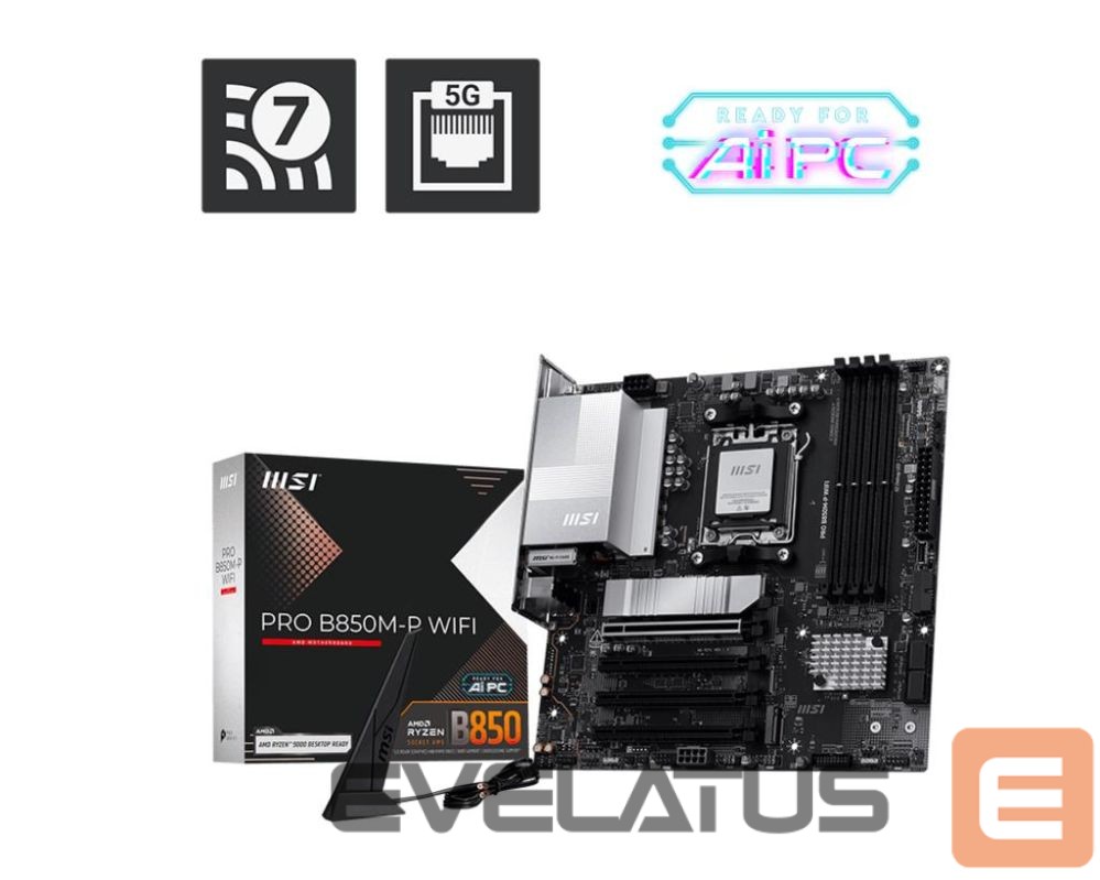 AMD protsessori emaplaat MSI Mainboard||AMD B850|SAM5|Micro-ATX|Memory DDR5|Memory slots 4|PROB850M-PWIFI