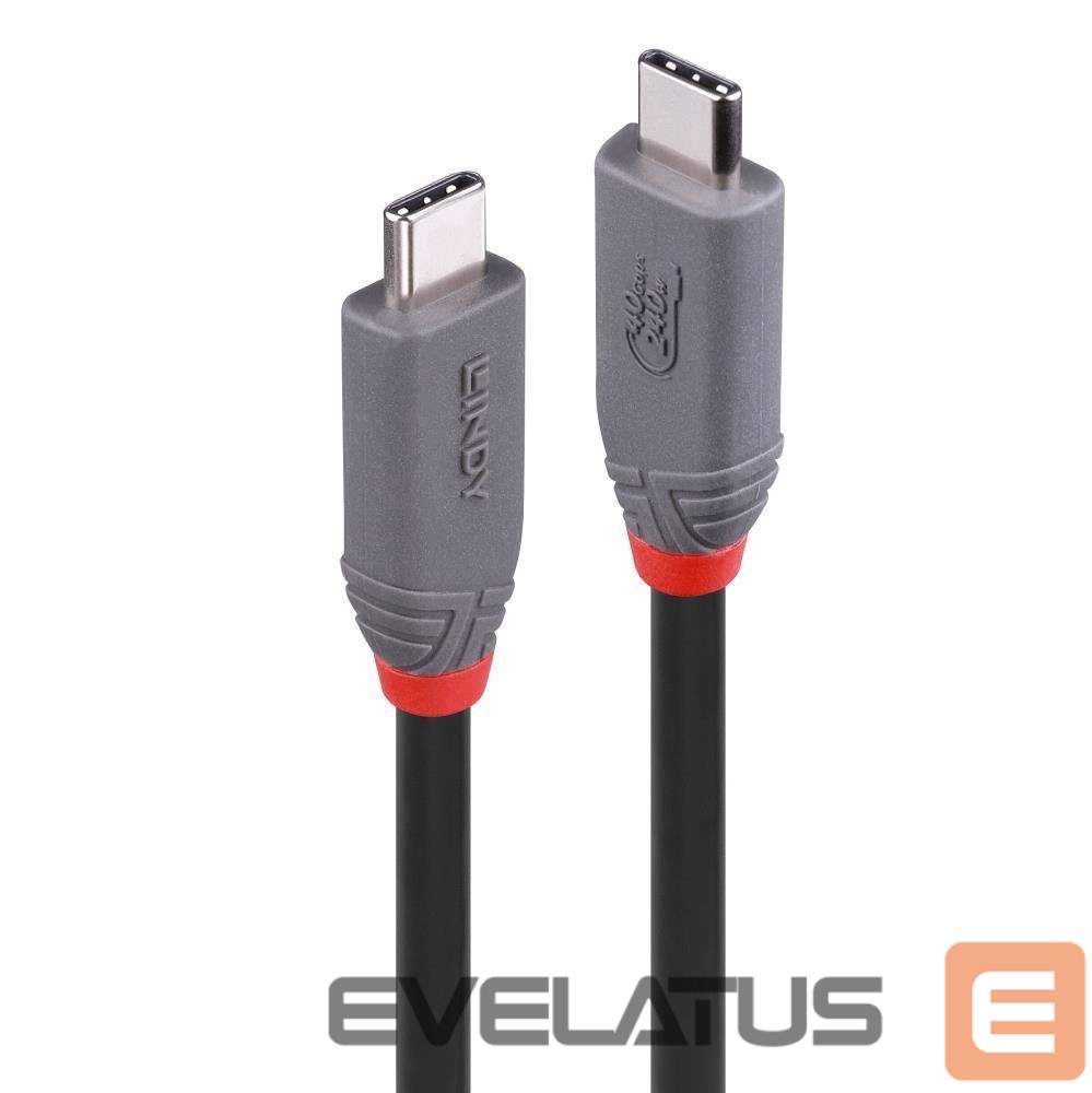 Kaabel LINDY CABLE USB4 240W TYPE C 0.8M/40GBPS ANTHRA LINE 36956