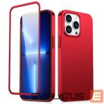 Tagakaaned Joyroom - Joyroom 360 Full Case front and back cover for iPhone 13 Pro Max + tempered glass screen protector red (JR-BP928 red) 