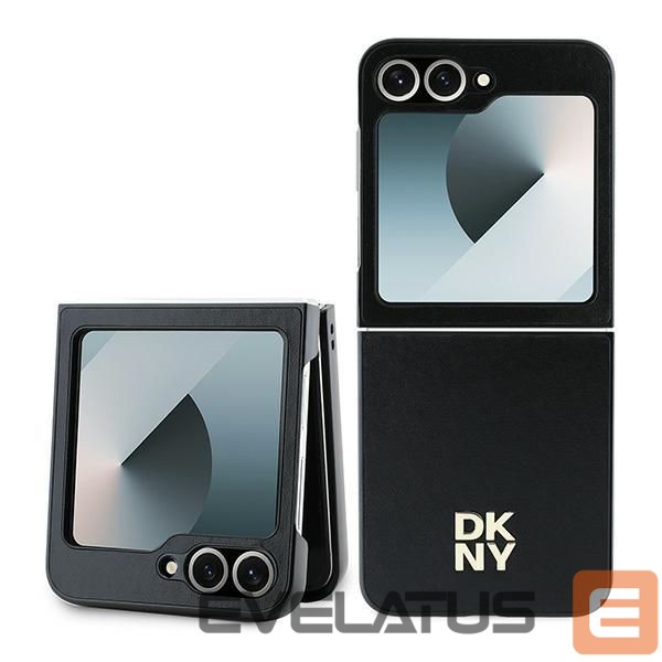 Tagakaaned DKNY DKNY Leather Metal Stack Logo Case for Samsung Galaxy Z Flip 6 - Black