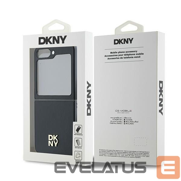 Tagakaaned DKNY DKNY Leather Metal Stack Logo Case for Samsung Galaxy Z Flip 6 - Black