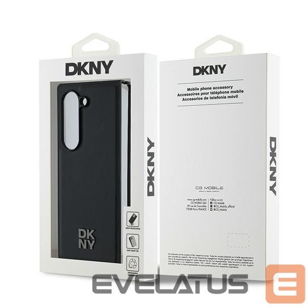 Tagakaaned DKNY DKNY Magsafe Plain Leather Metal Stack Logo Case for Samsung Galaxy Z Fold 6 - Black