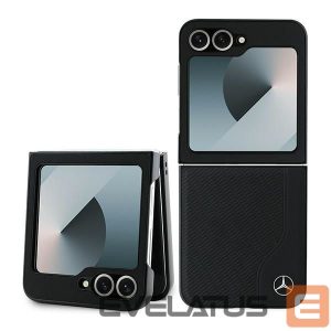 Tagakaaned Mercedes-Benz  Mercedes Leather Wood Imitation MagSafe Case for Samsung Galaxy Z Flip 6 - Black 