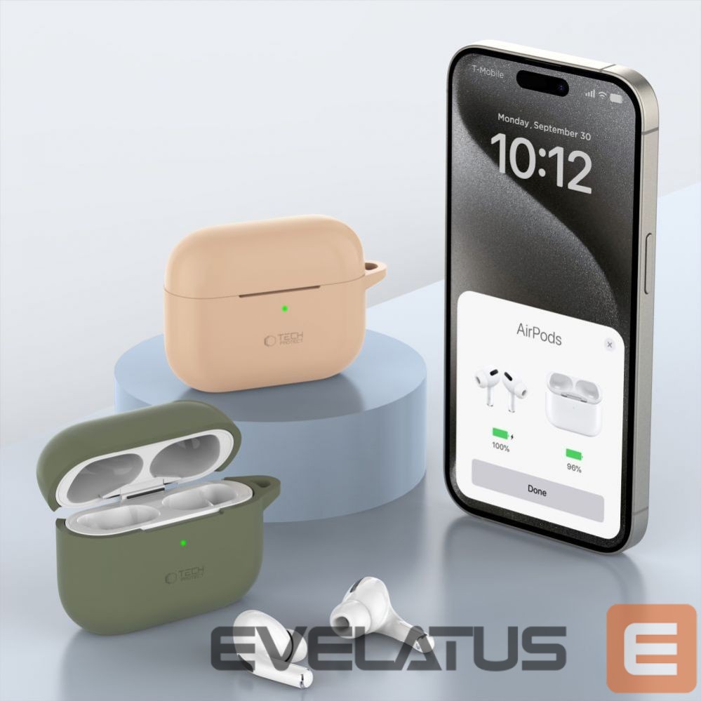 Korpus kõrvaklappidele Tech-Protect Apple AirPods Pro 1 / 2 Silicone Hook Case Green