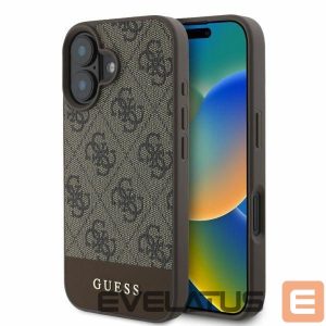 Tagakaaned Guess  Guess 4G Bottom Stripe iPhone 16 Case - Brown 