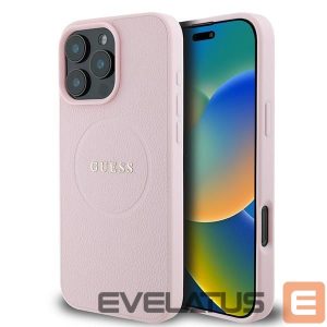 Tagakaaned Guess  Guess MagSafe Grained Gold Ring iPhone 15 Pro Max Case - Pink 