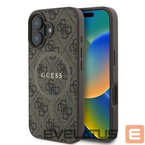 Tagakaaned Guess  Guess 4G Ring Classic Logo MagSafe iPhone 16 Plus Case - Brown 