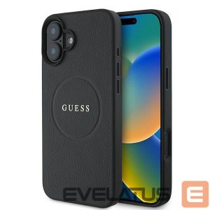 Tagakaaned Guess  Guess Grained Gold Ring MagSafe case for iPhone 16 Plus - black 