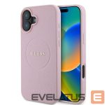 Tagakaaned Guess  Guess Grained Gold Ring MagSafe iPhone 16 Plus Case - Pink 