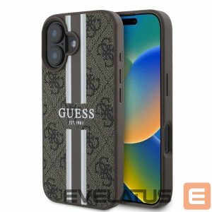 Tagakaaned Guess  Guess 4G Printed Stripes MagSafe iPhone 16 Case - Brown 