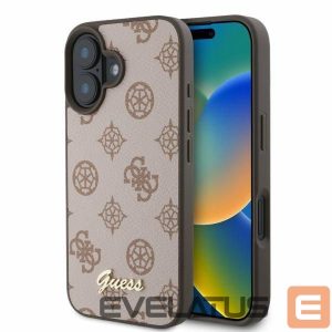 Tagakaaned Guess  Guess Peony Script MagSafe iPhone 16 Case - Brown 