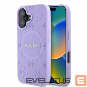 Tagakaaned Guess  Guess Saffiano Peony Classic Logo MagSafe iPhone 16 Case - Purple 