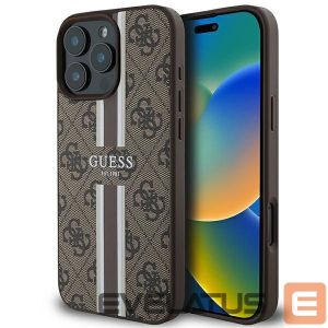 Tagakaaned Guess  Guess 4G Printed Stripes MagSafe Case for iPhone 16 Pro Max - Brown 