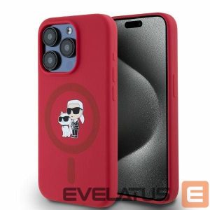 Tagakaaned Karl Lagerfeld  Karl Lagerfeld Silicone Karl&Choupette Heads Ring MagSafe Case for iPhone 15 Pro - Red 