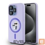 Tagakaaned Karl Lagerfeld  Karl Lagerfeld Silicone Karl&Choupette Heads Ring MagSafe Case for iPhone 15 Pro - Purple 