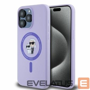 Tagakaaned Karl Lagerfeld  Karl Lagerfeld Silicone Karl&Choupette Heads Ring MagSafe Case for iPhone 15 Pro Max - Purple 