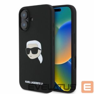 Tagakaaned Karl Lagerfeld  Karl Lagerfeld Silicone Karl Head Print MagSafe iPhone 16 Case - Black 