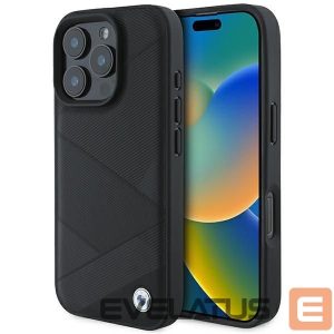 Muu telefoni lisavarustus BMW  BMW Signature Leather Crossing Lines Pattern iPhone 16 Pro Case - Black 