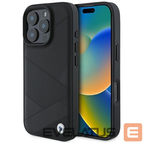 Muu telefoni lisavarustus BMW BMW Signature Leather Crossing Lines Pattern iPhone 16 Pro Case - Black